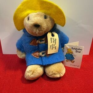 Paddington Bear Plush Toy with Blue Coat and Yellow Hat